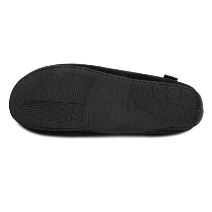 Isotoner® Mens Square Patterned Smart Moccasin Slipper Black Extra Image 5
